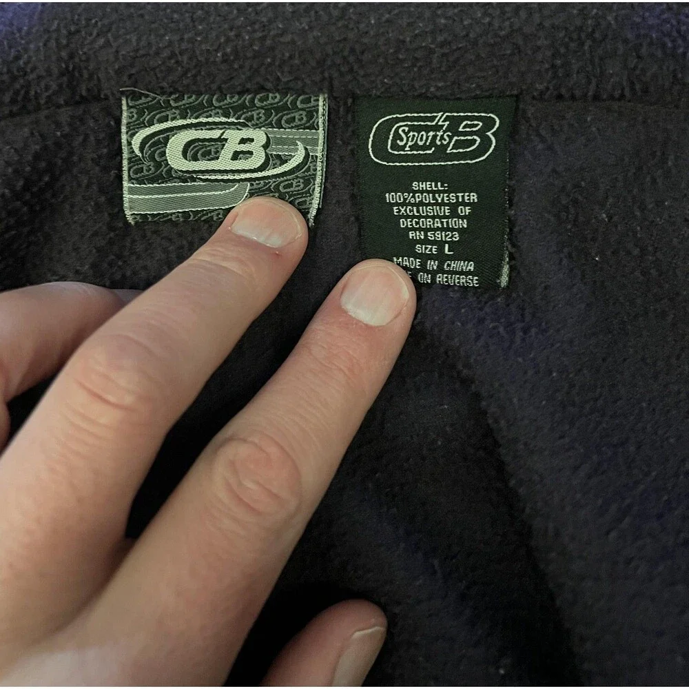 CB Sports Jacket Womens Large Purple Gray Fleece Quilted Full Zip Outdoor